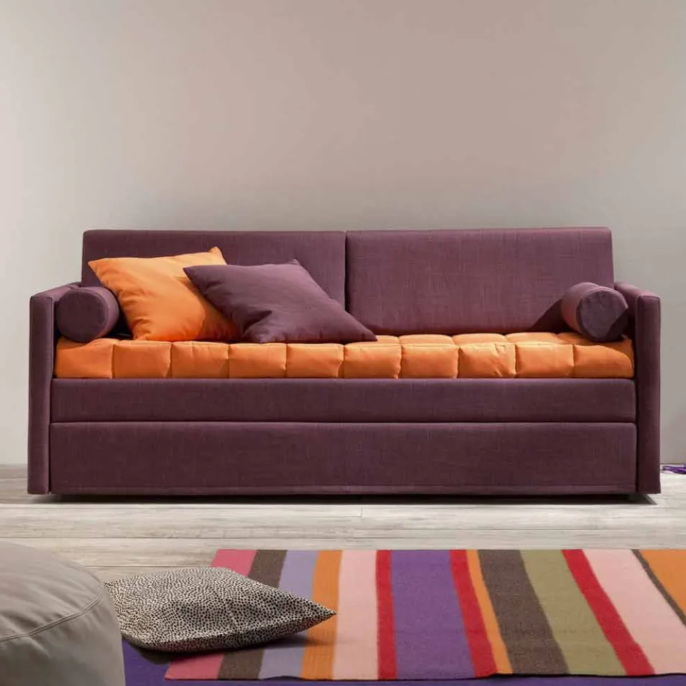 Modernes Etagenbett-Sofa bezogen mit Made in Italy-Stoff - Gretel