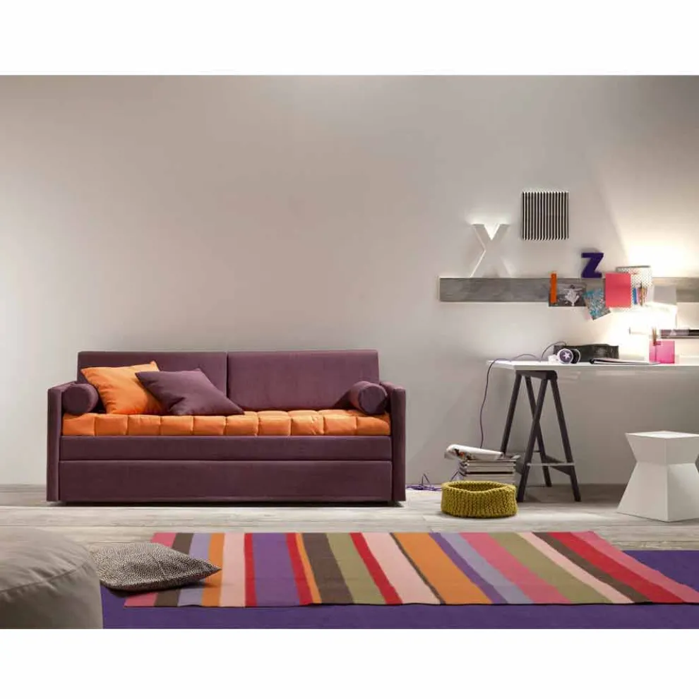 Modernes Etagenbett-Sofa bezogen mit Made in Italy-Stoff - Gretel