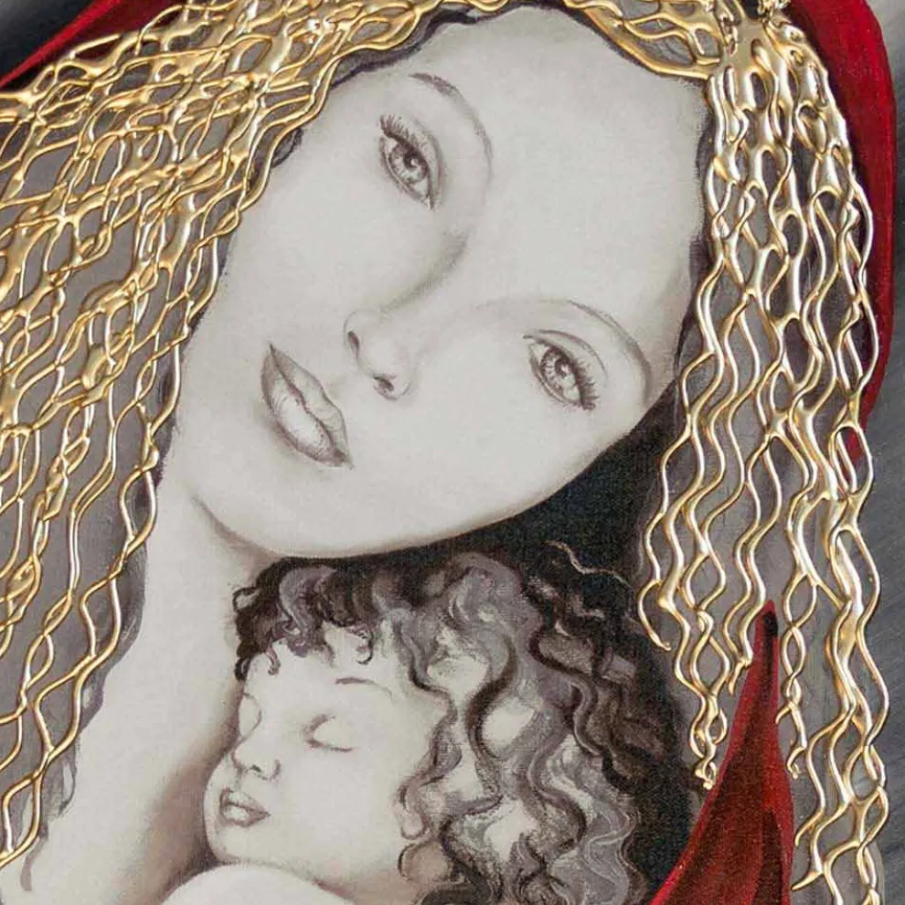 Modernes Gemälde handgefertigt Madonna Viadurini Decor