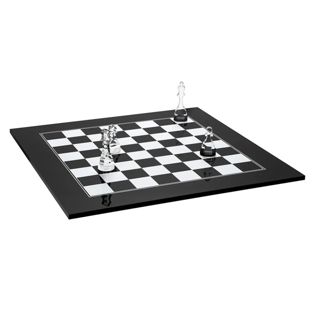Modernes Schachbrett aus schwarzem oder weißem Plexiglas Made in Italy – Schachmatt