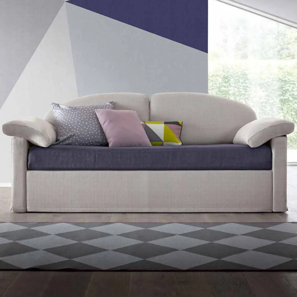 Modernes Schlafsofa gepolstert in zweifarbigem Stoff Made in Italy - Kayla