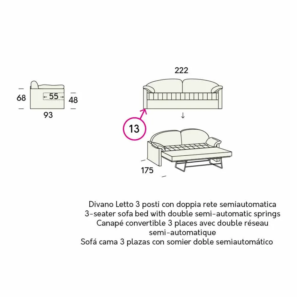 Modernes Schlafsofa gepolstert in zweifarbigem Stoff Made in Italy - Kayla