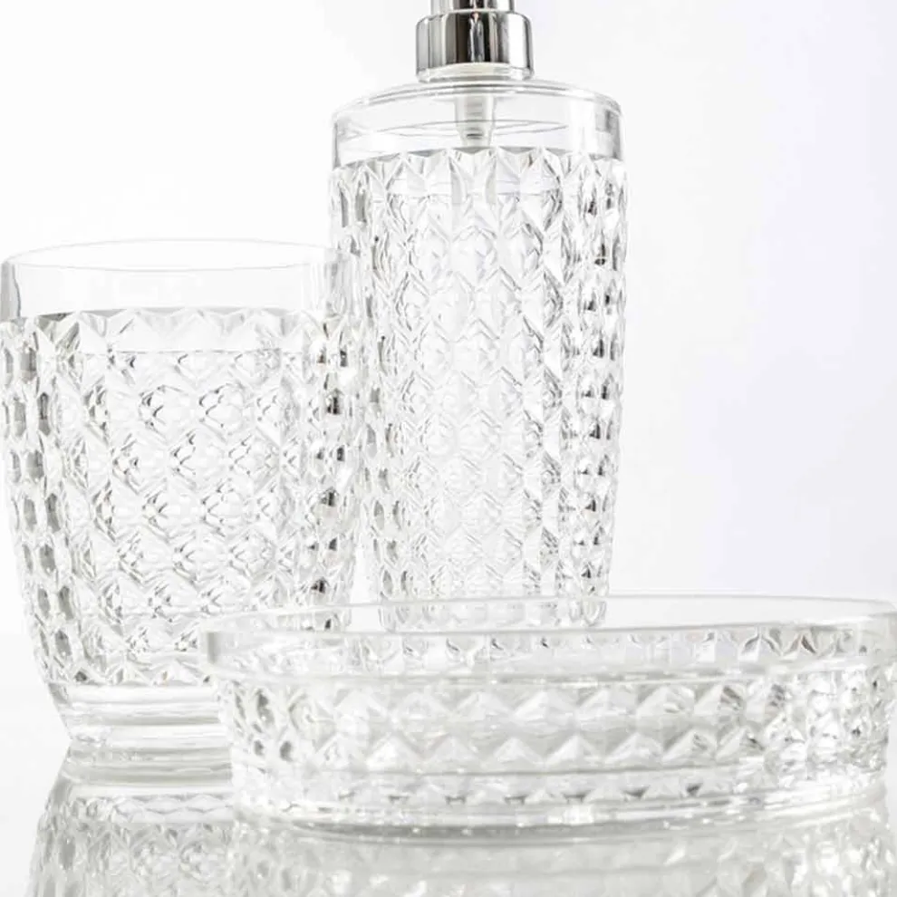 Modernes Set für Badspender, Glas, Seifenhalter Netro