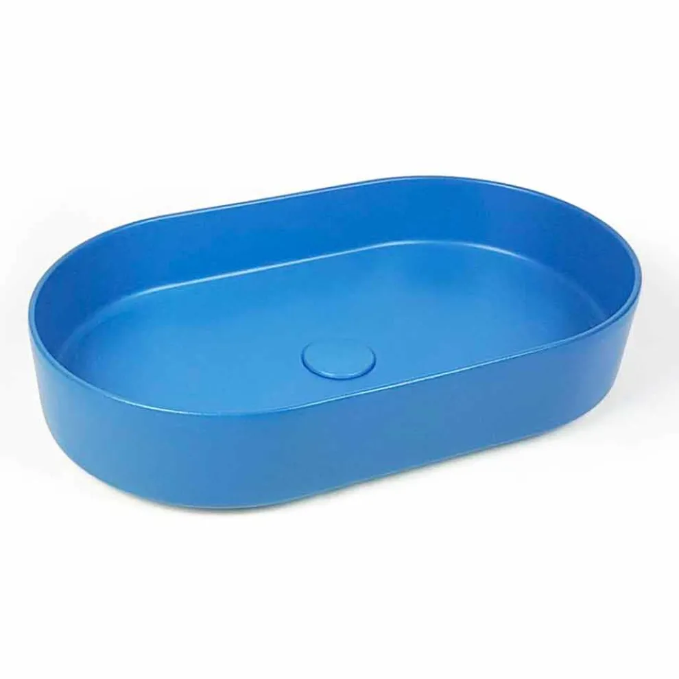 Modernes und ovales Aufsatzwaschbecken aus Keramik Made in Italy - Dable