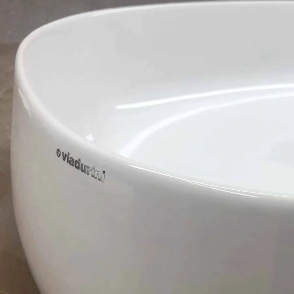 Modernes und ovales Aufsatzwaschbecken aus Keramik Made in Italy - Dable