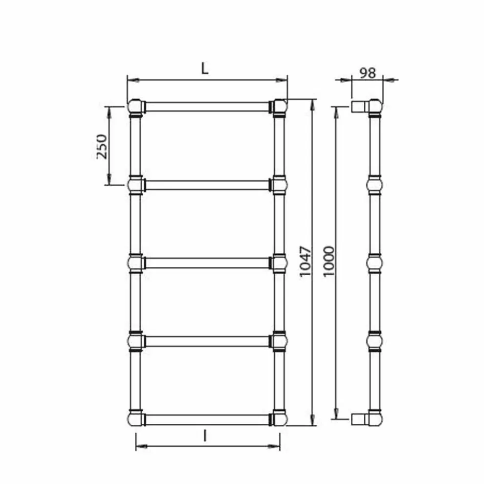 Modularer hydraulischer Handtuchwärmer 194 W Chrom-Messingrohr - Caesar