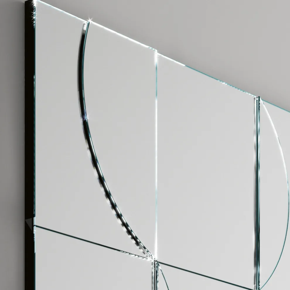 Modularer Wandspiegel mit Holzstruktur Made in Italy - Saetta