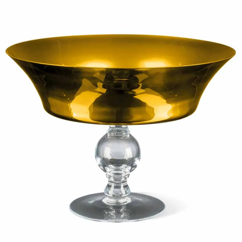Ornamentale Vase aus Gold und transparentem mundgeblasenem Glas Made in Italy - Delfino