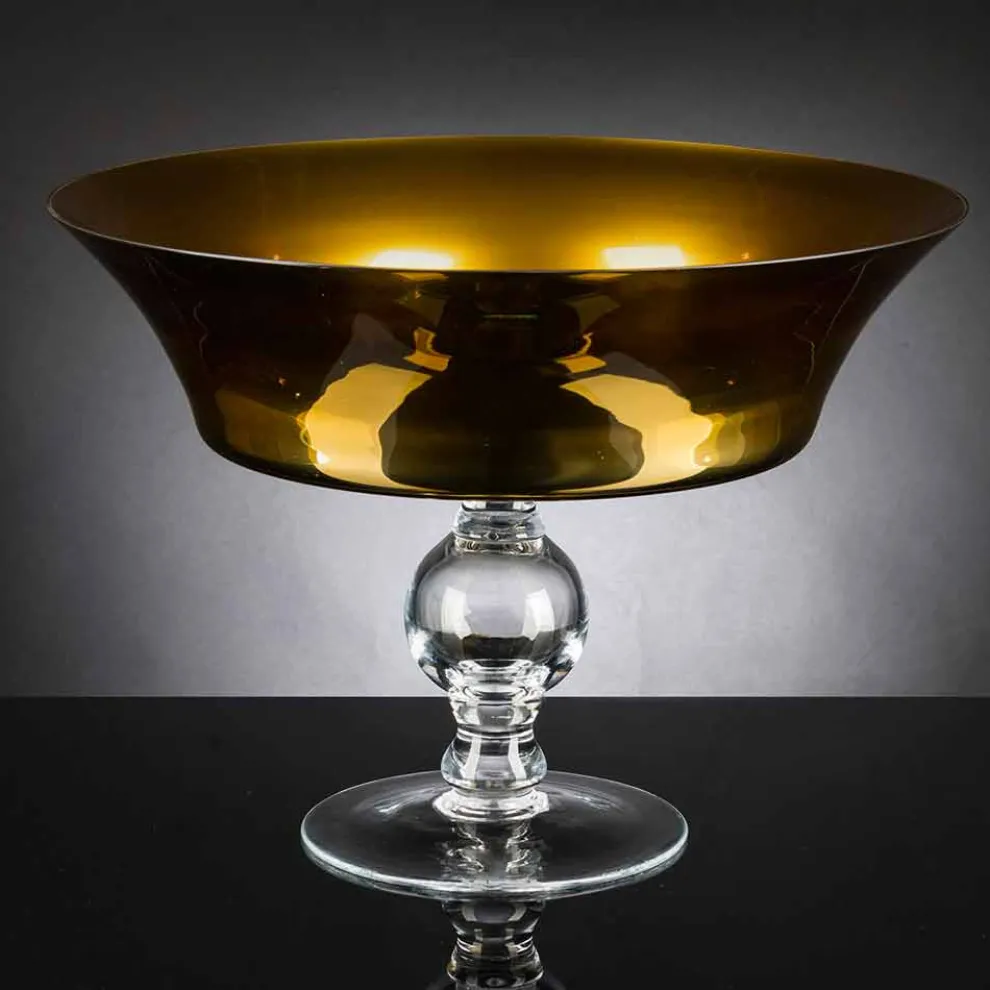 Ornamentale Vase aus Gold und transparentem mundgeblasenem Glas Made in Italy - Delfino