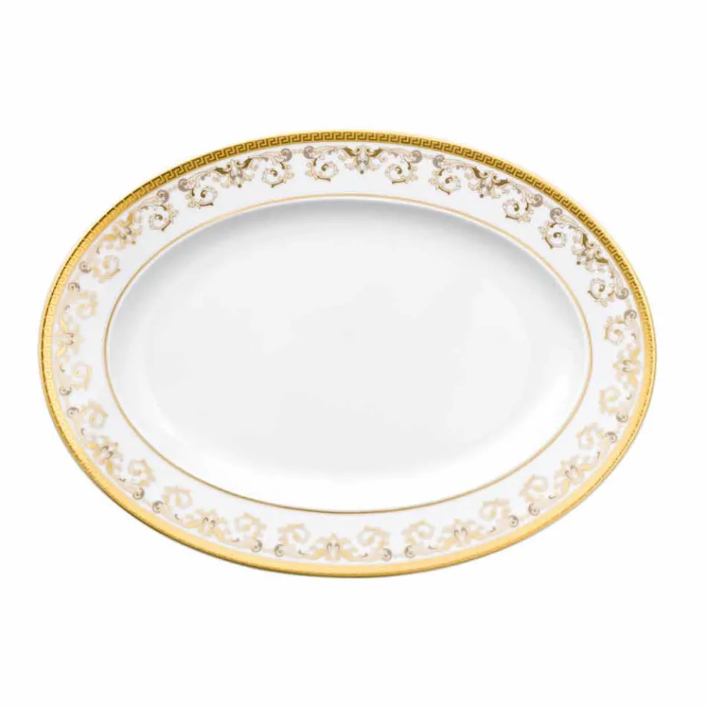 Rosenthal Versace Medusa Gala Gold Ovaler Teller Design 34cm Porzellan