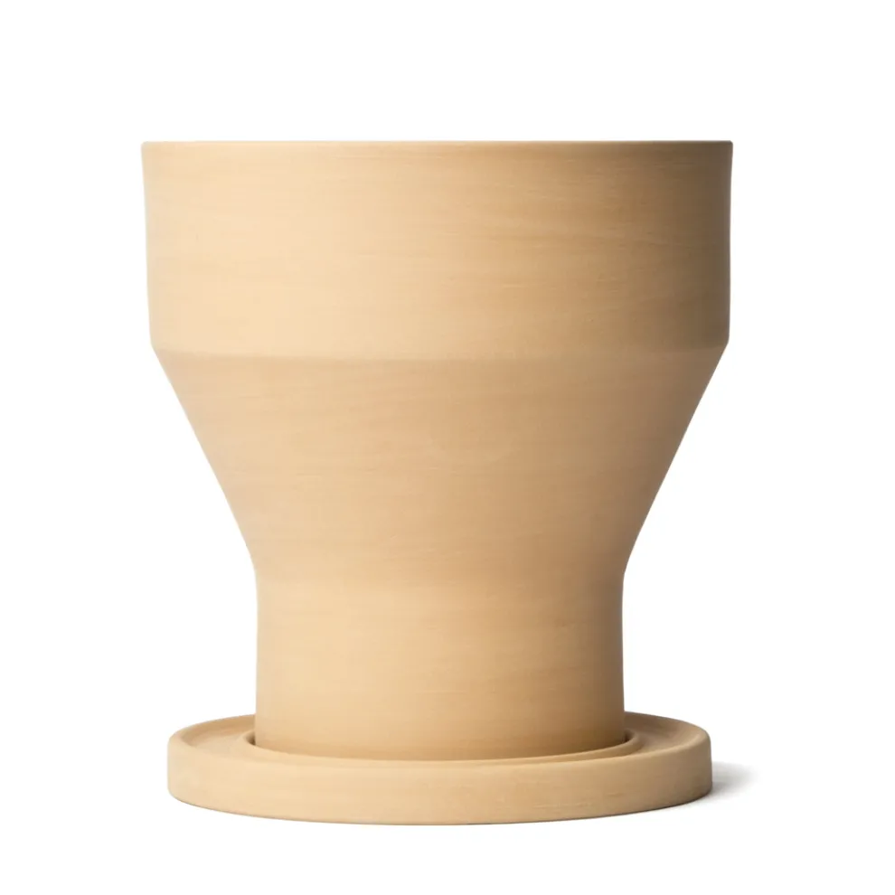 Dekorative Blumenvase mit Terrakotta-Untertasse Made in Italy - Lorna