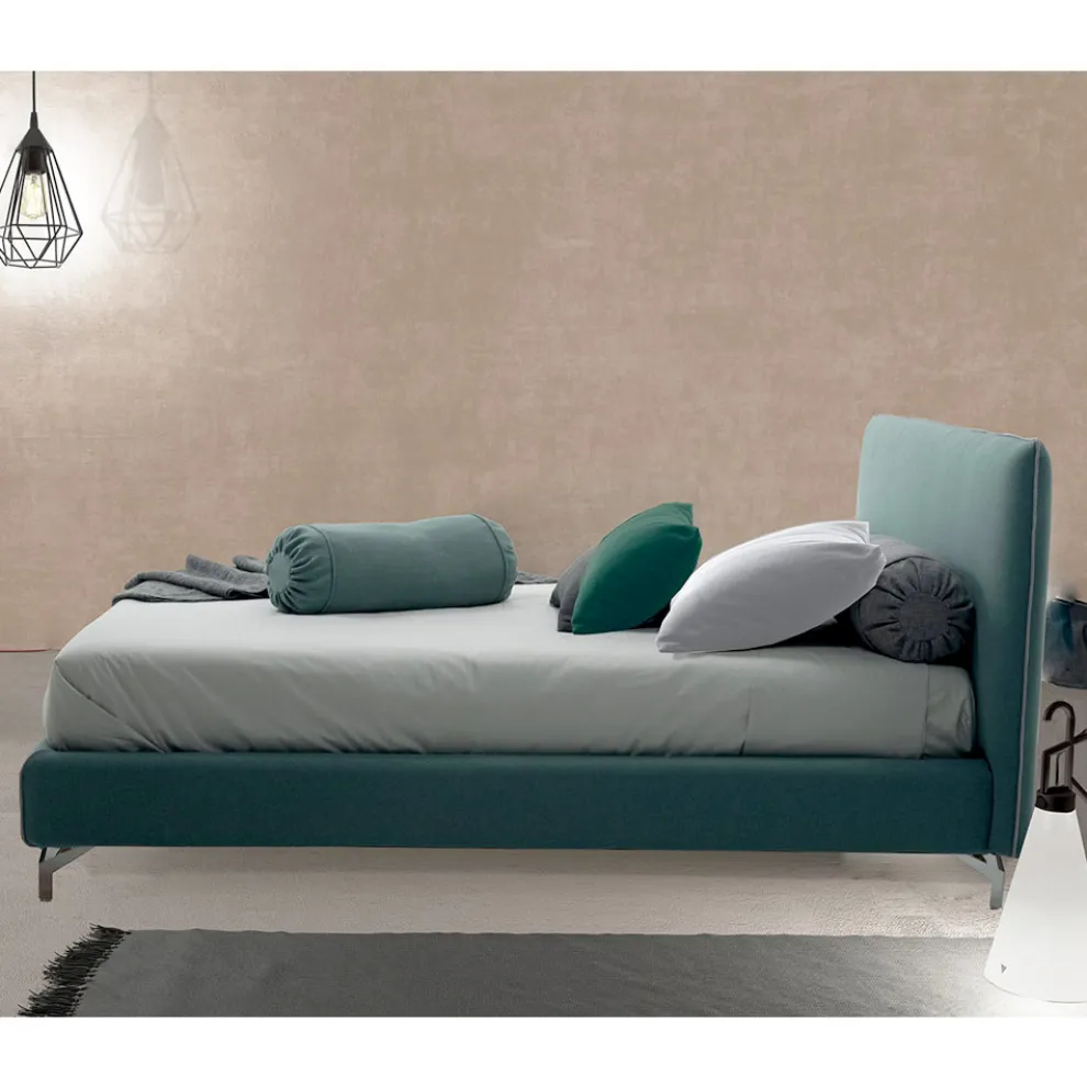 Doppelbett mit Bezug aus Stoff oder Kunstleder Made in Italy - Elettro