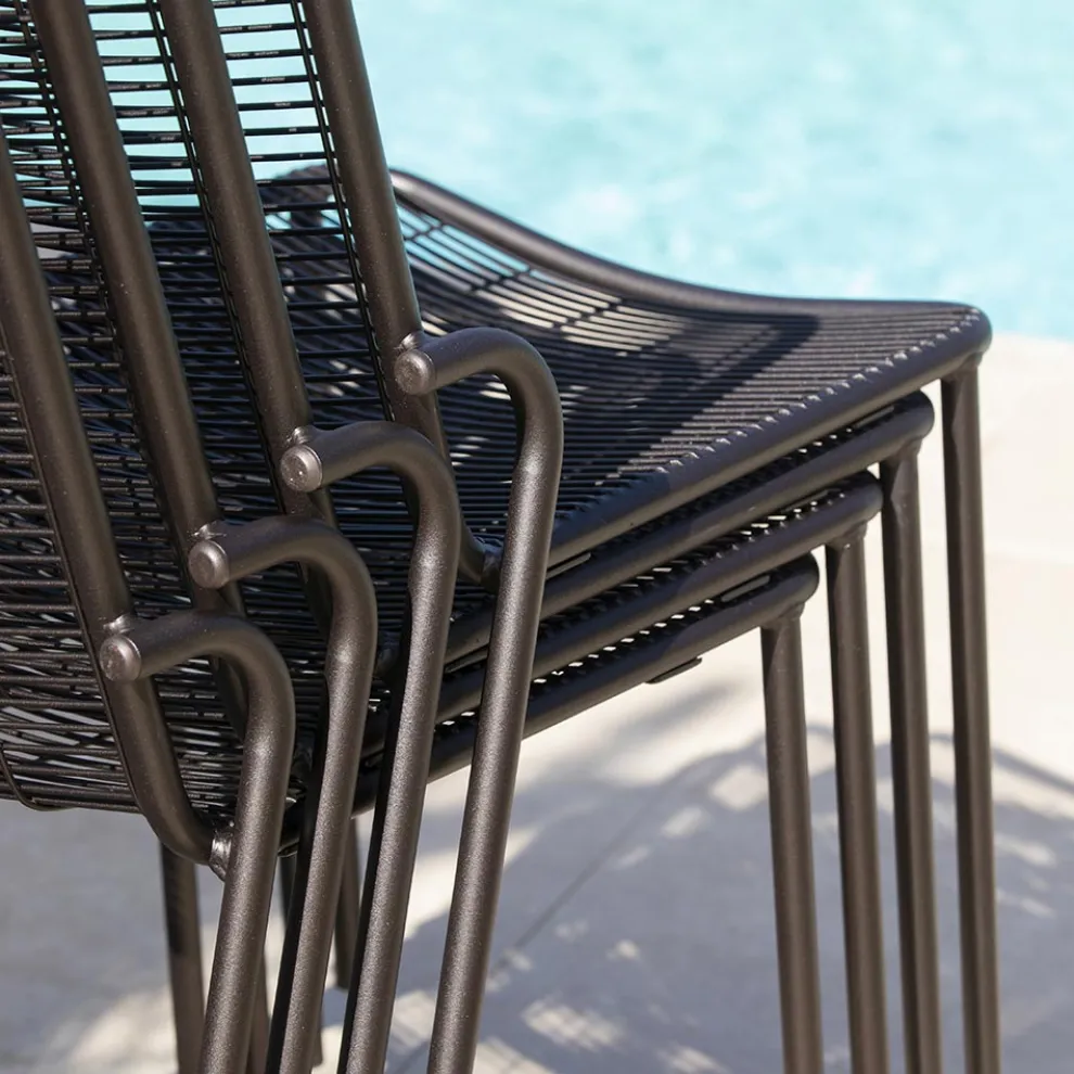 Stapelbarer Gartenstuhl aus verzinktem Metall Made in Italy 4 Stück - Vikas