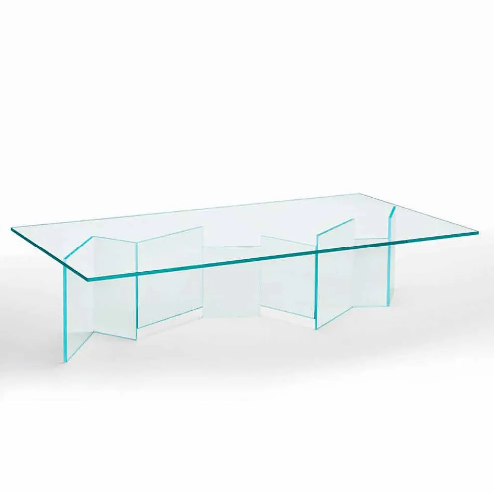 Niedriger Couchtisch aus extra klarem Glas 2 Größen Made in Italy - Random