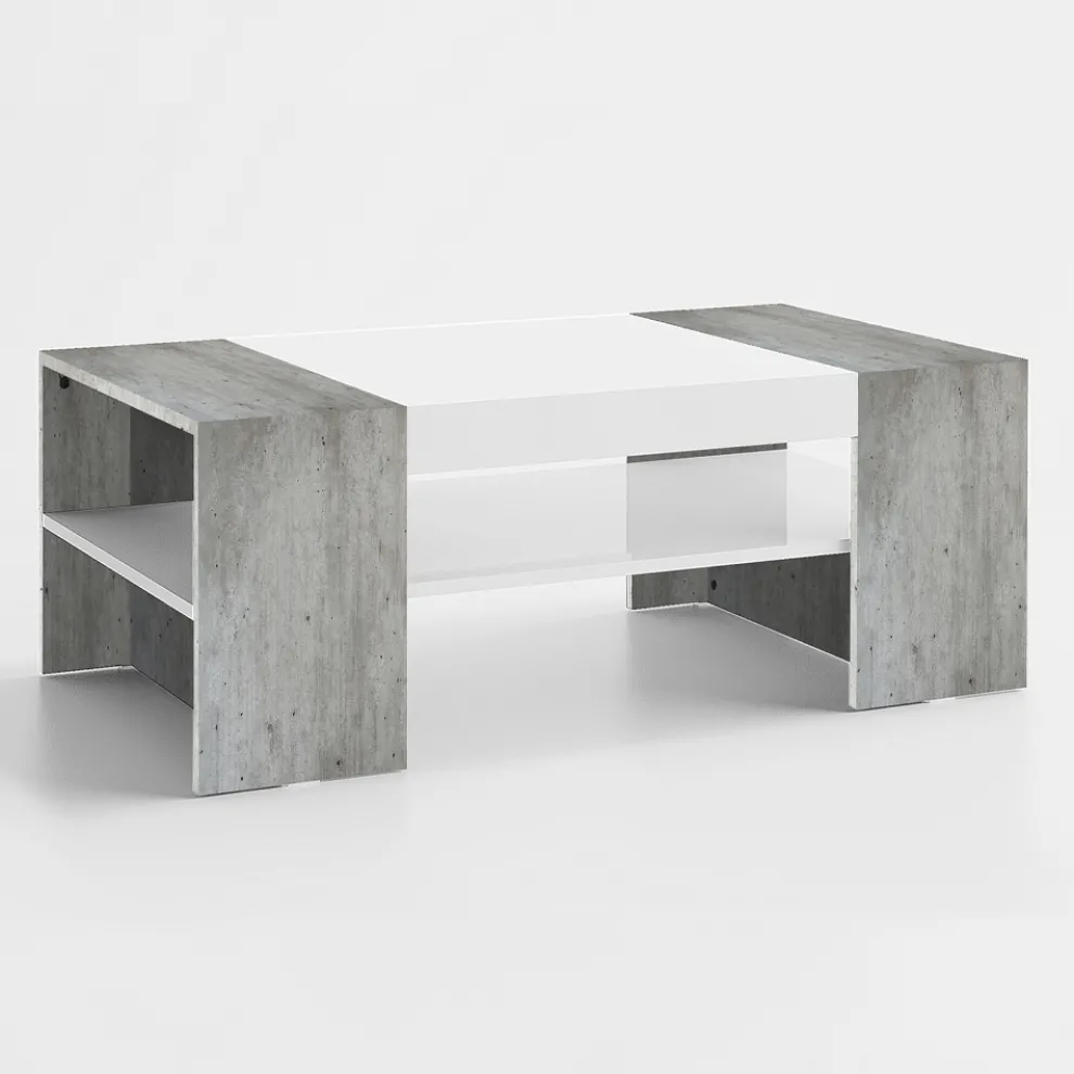 Niedriger Couchtisch für das Wohnzimmer aus weißem Holz 3 Ausführungen - Rames