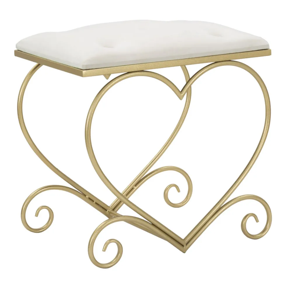 Niedriger goldener Eisenhocker mit stoffbezogenem Sitz - Dimentico