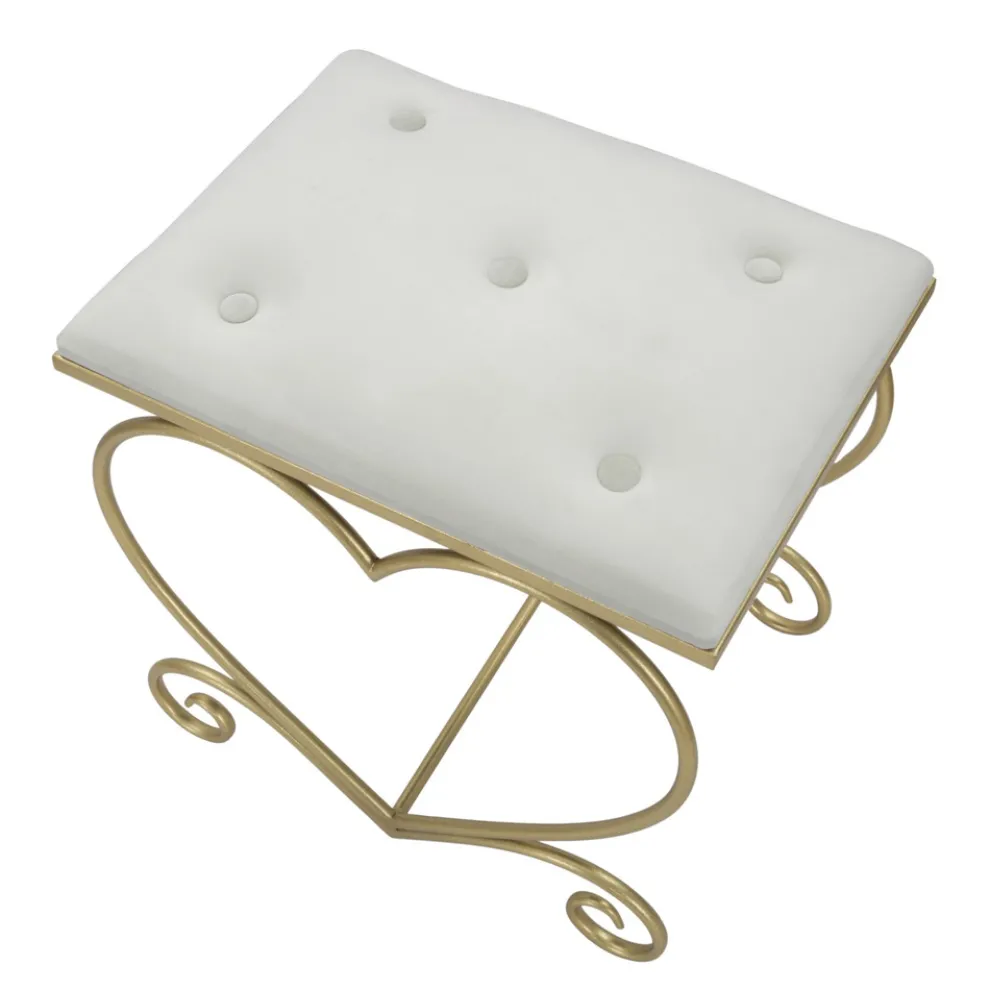 Niedriger goldener Eisenhocker mit stoffbezogenem Sitz - Dimentico
