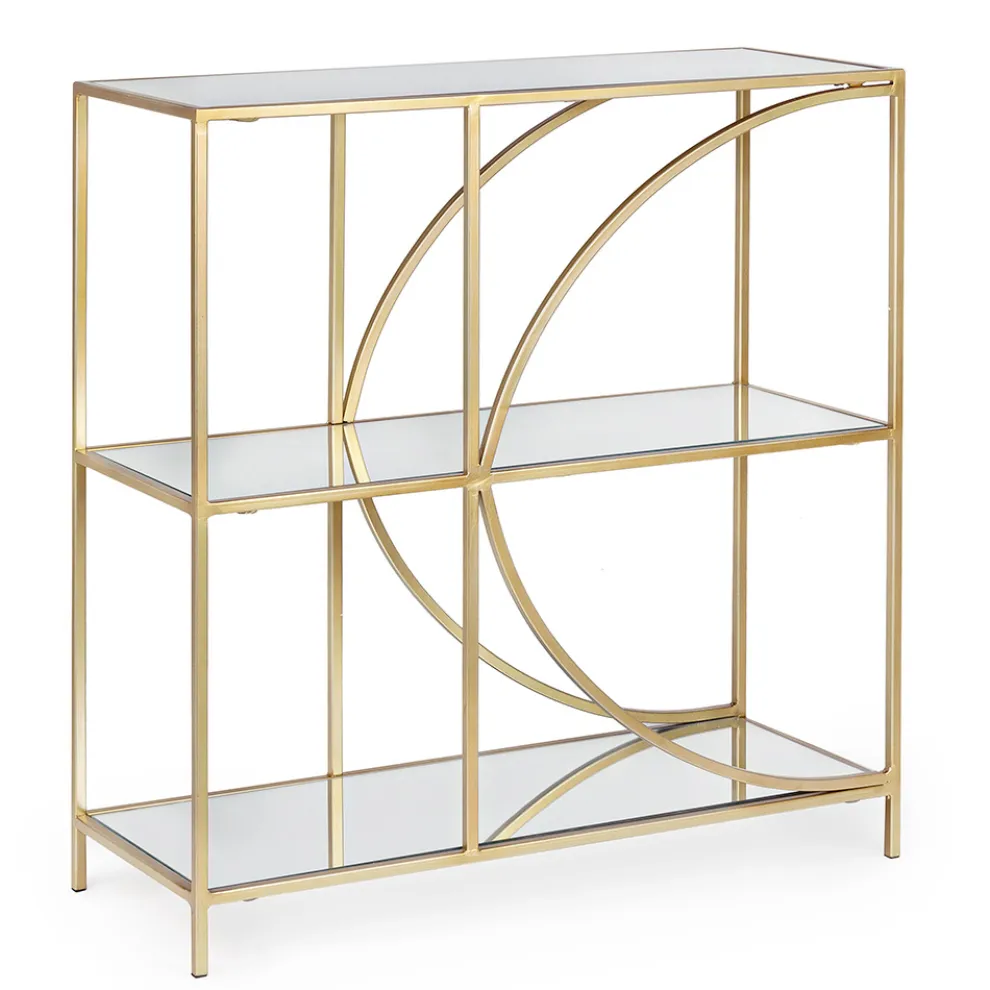 Niedriges Bücherregal aus Stahl und 3 Glasböden Elegantes Design - Noralea