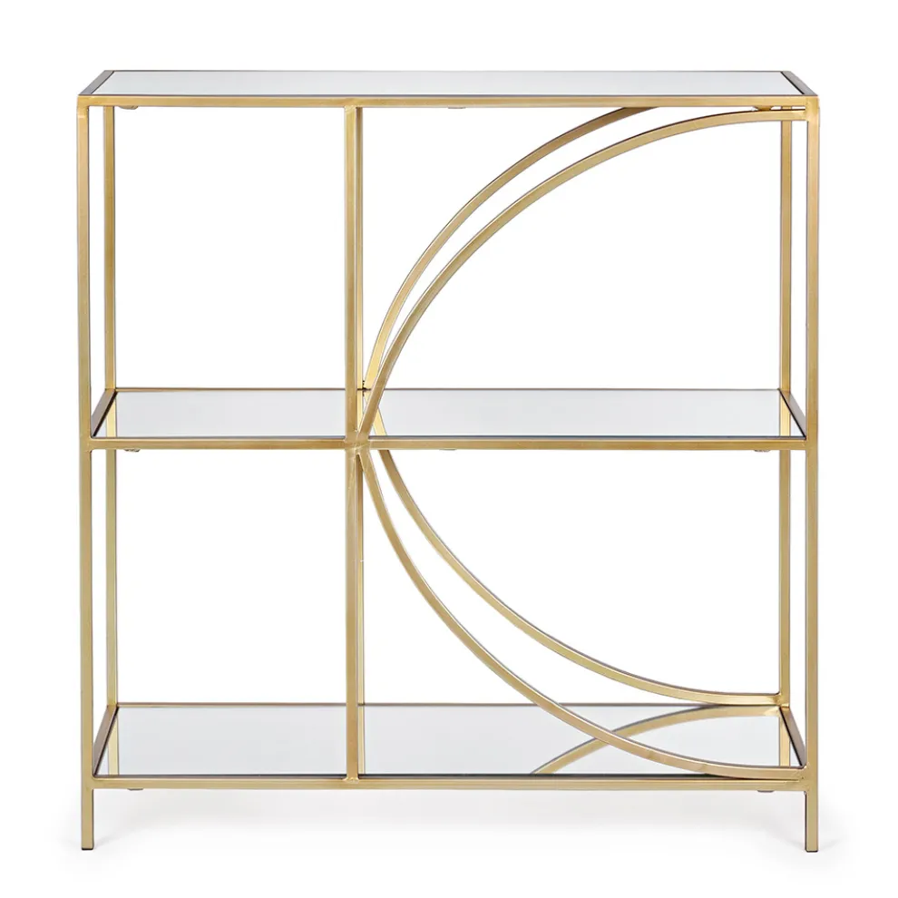 Niedriges Bücherregal aus Stahl und 3 Glasböden Elegantes Design - Noralea