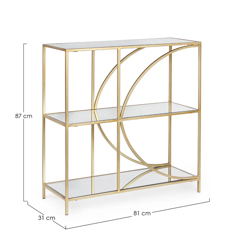 Niedriges Bücherregal aus Stahl und 3 Glasböden Elegantes Design - Noralea