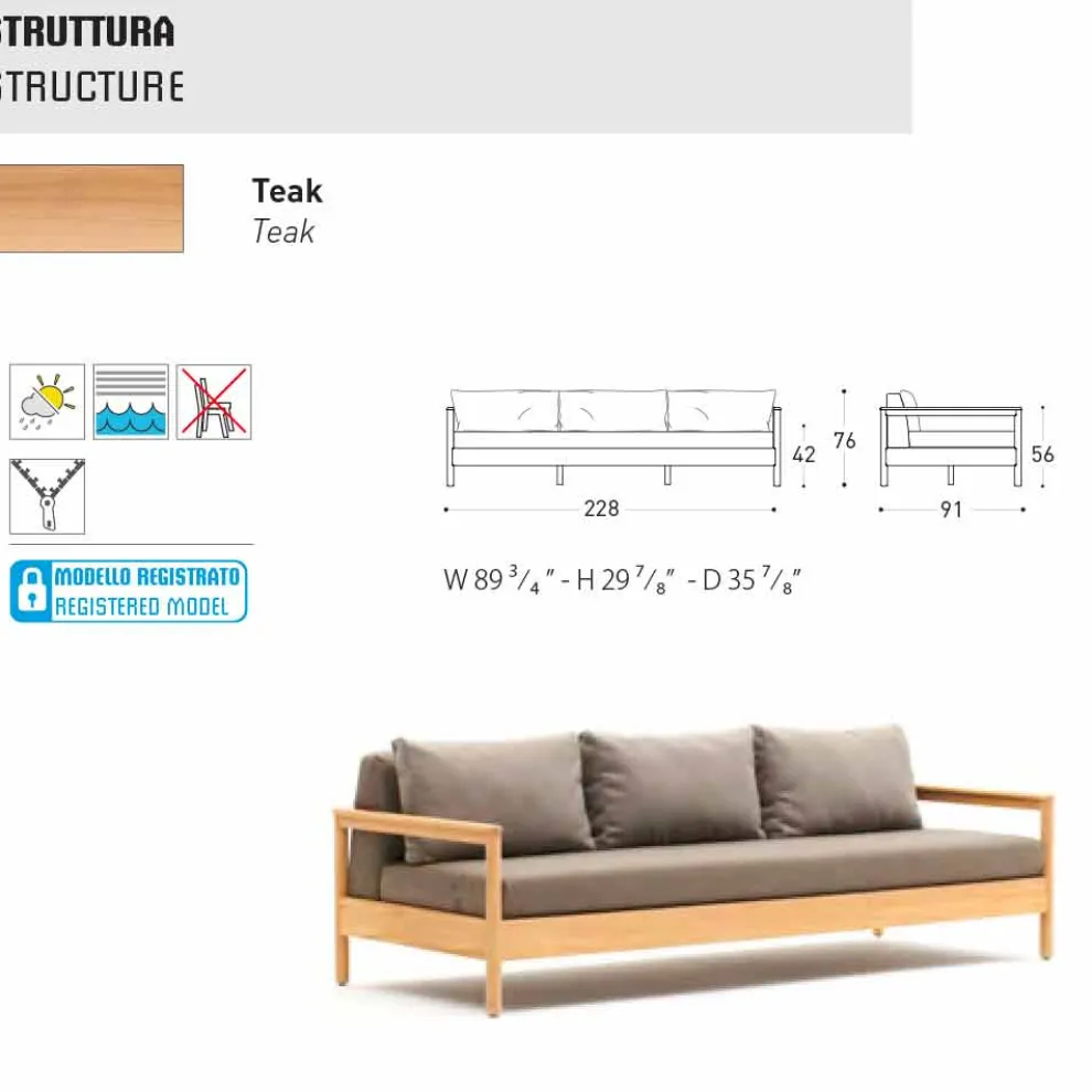 Modernes Outdoor-Sofa mit Kissen gepolstert Varaschin Bali