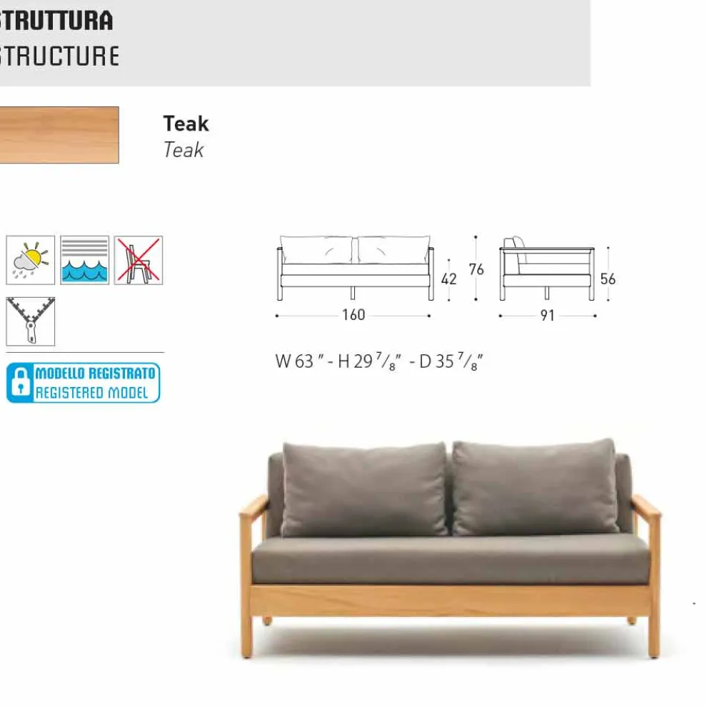 Modernes Outdoor-Sofa mit Kissen gepolstert Varaschin Bali