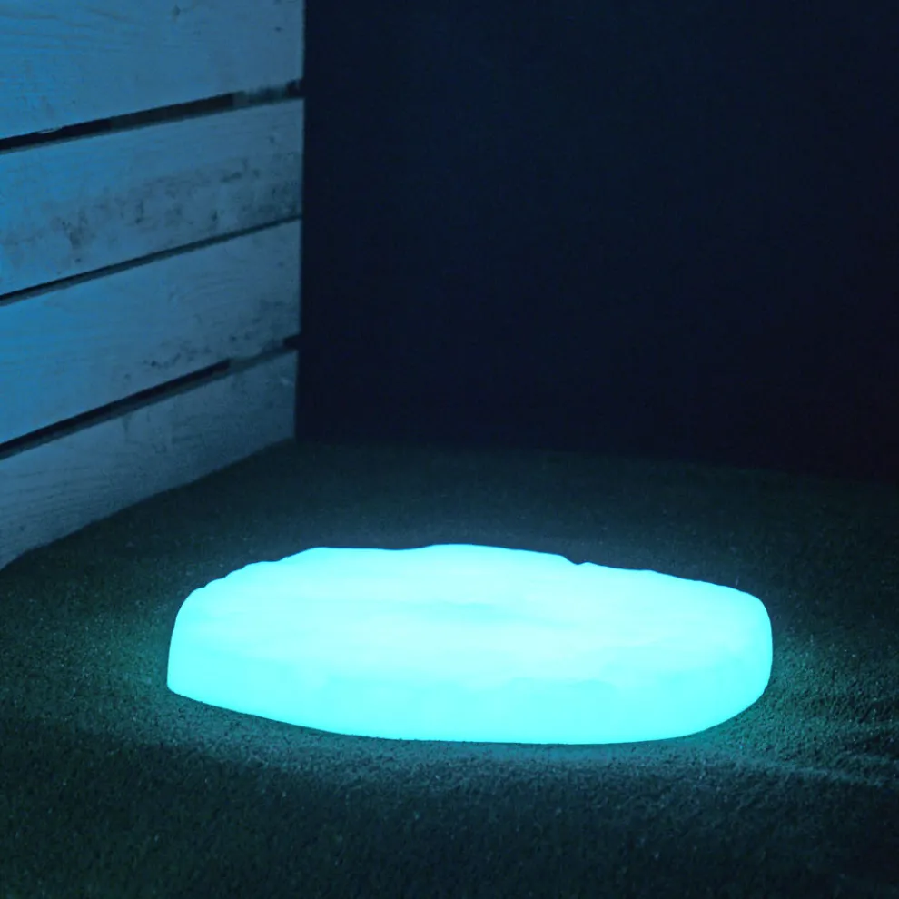 Steinförmiger Gartenmarker Fluo Weiß oder Blau 4 Stück - Stein