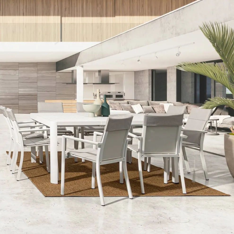 Ausziehbarer Tisch auf 149 cm aus pulverbeschichtetem Aluminium – Need