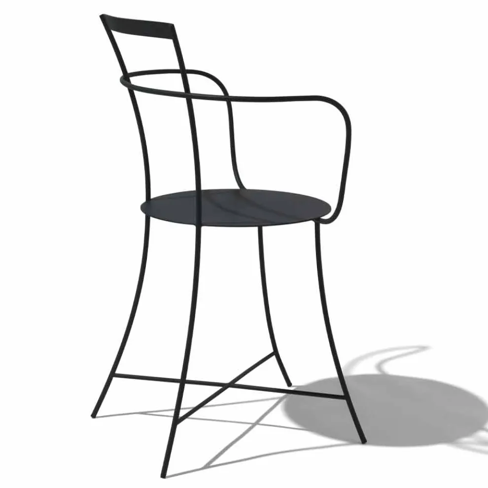 Moderner Gartenstuhl aus farbig lackiertem Stahl Made in Italy - Edda