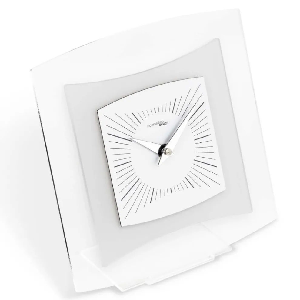 Tischuhr aus transparentem und Bisatin-Methacrylat, hergestellt in Italien – Glad