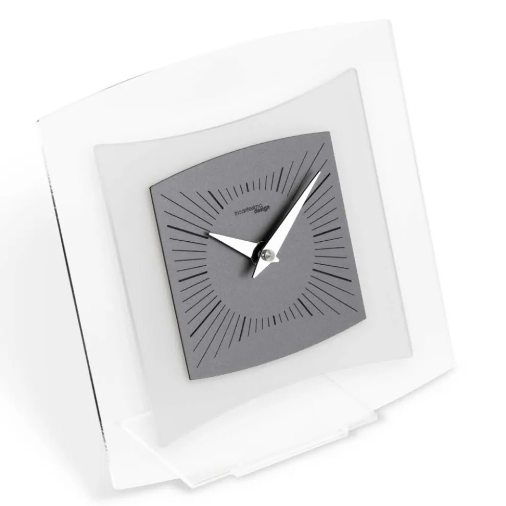 Tischuhr aus transparentem und Bisatin-Methacrylat, hergestellt in Italien – Glad