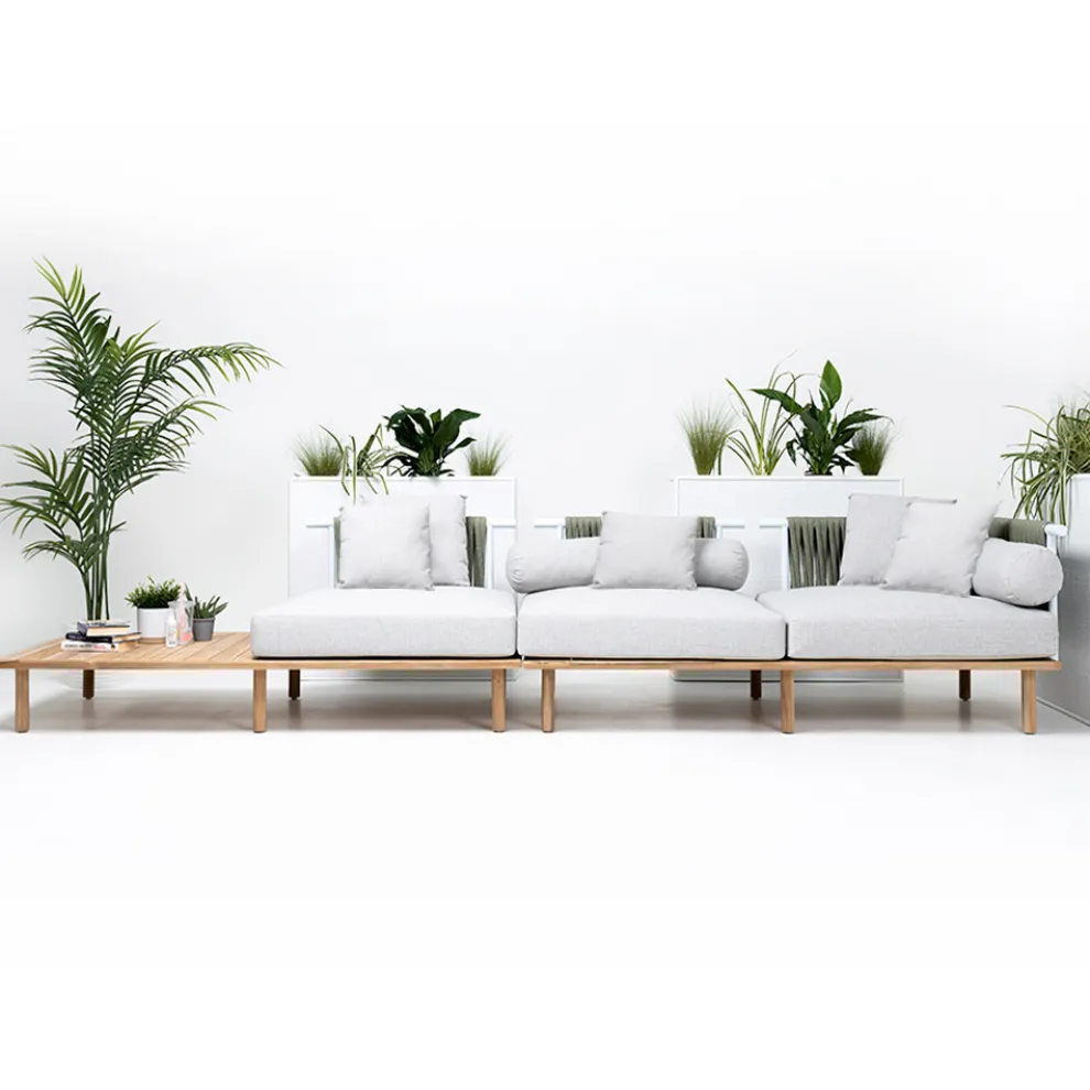 4-Sitzer-Sofa aus Teakholz, Seilgeflecht und Kissen - Bellatrix