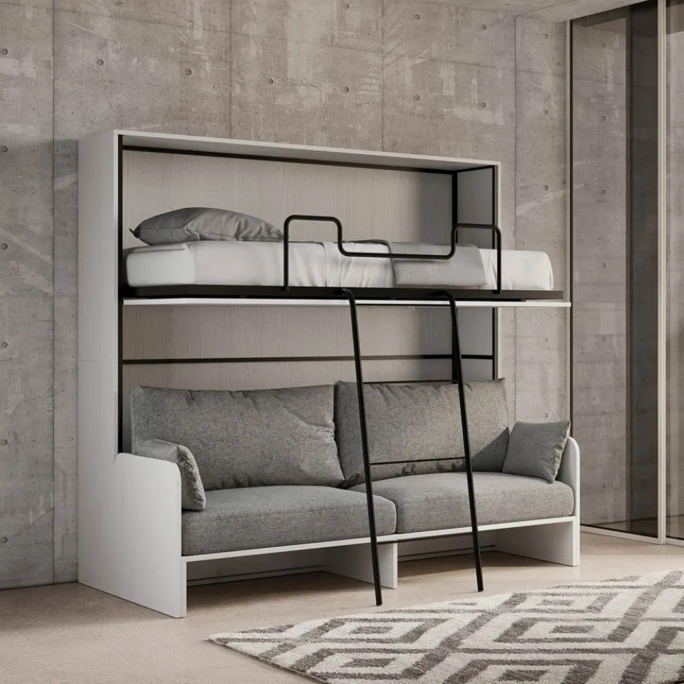 Horizontales Klapp-Etagenbett mit Sofa Made in Italy – Collaborative