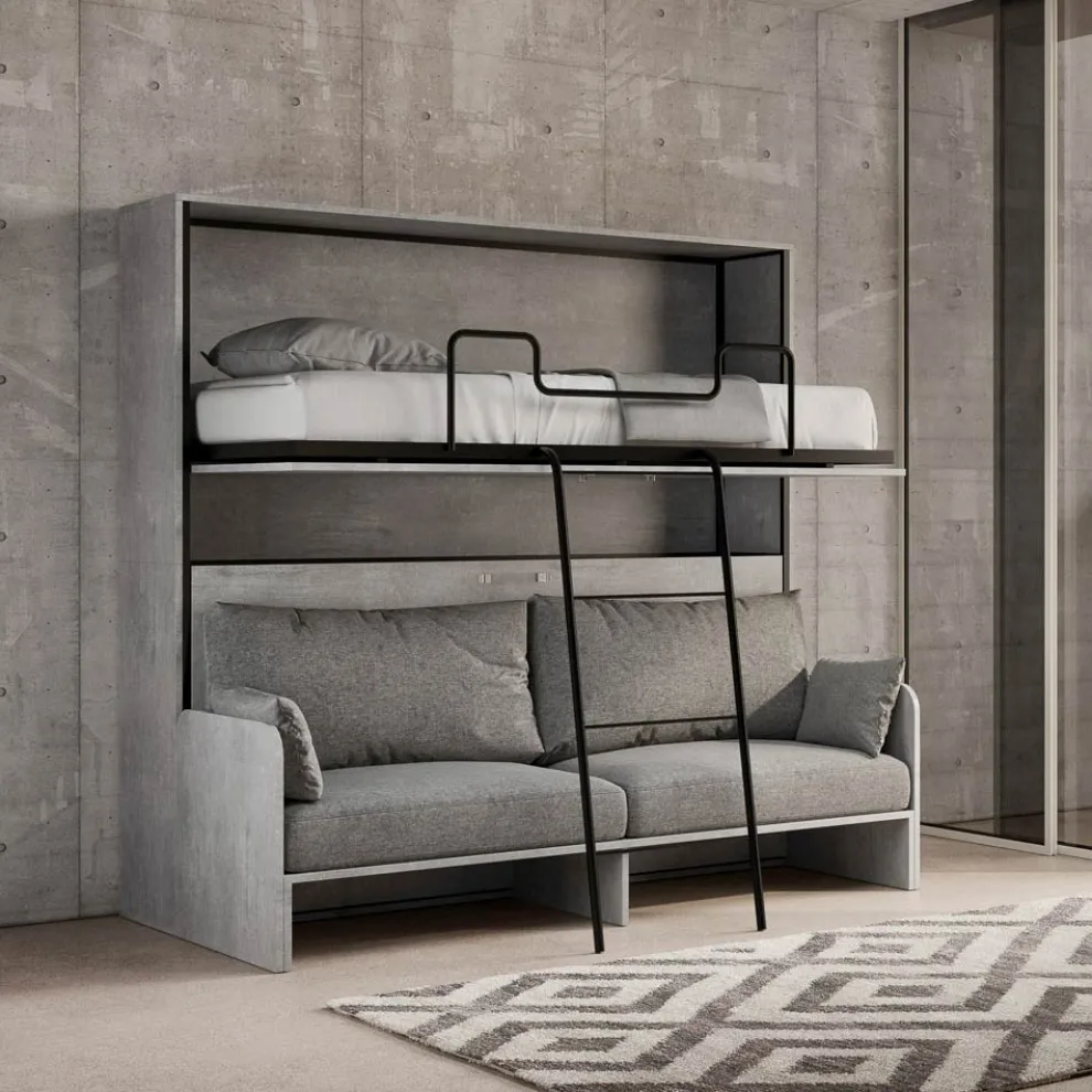 Horizontales Klapp-Etagenbett mit Sofa Made in Italy – Collaborative