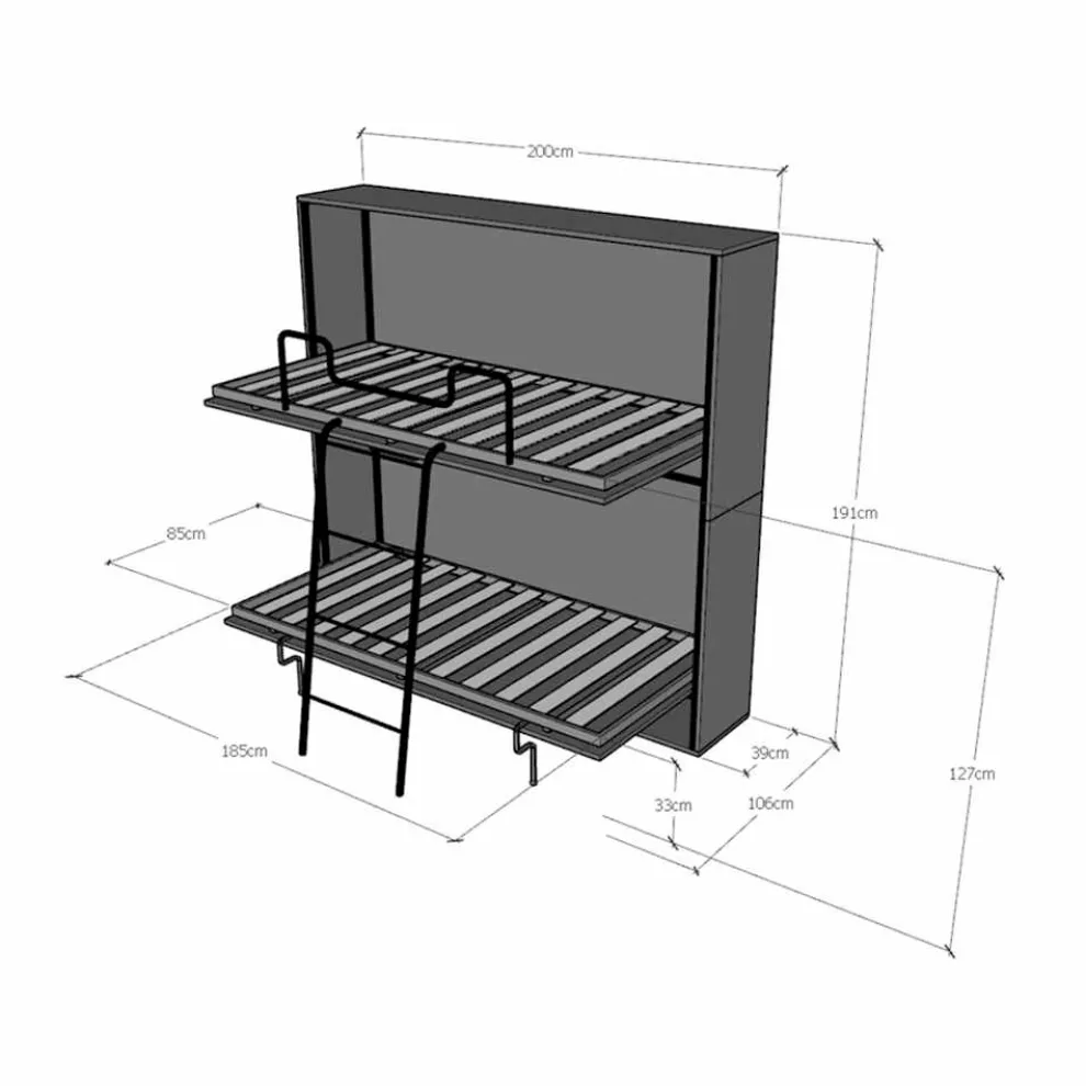 Horizontales Klapp-Etagenbett mit Sofa Made in Italy – Collaborative