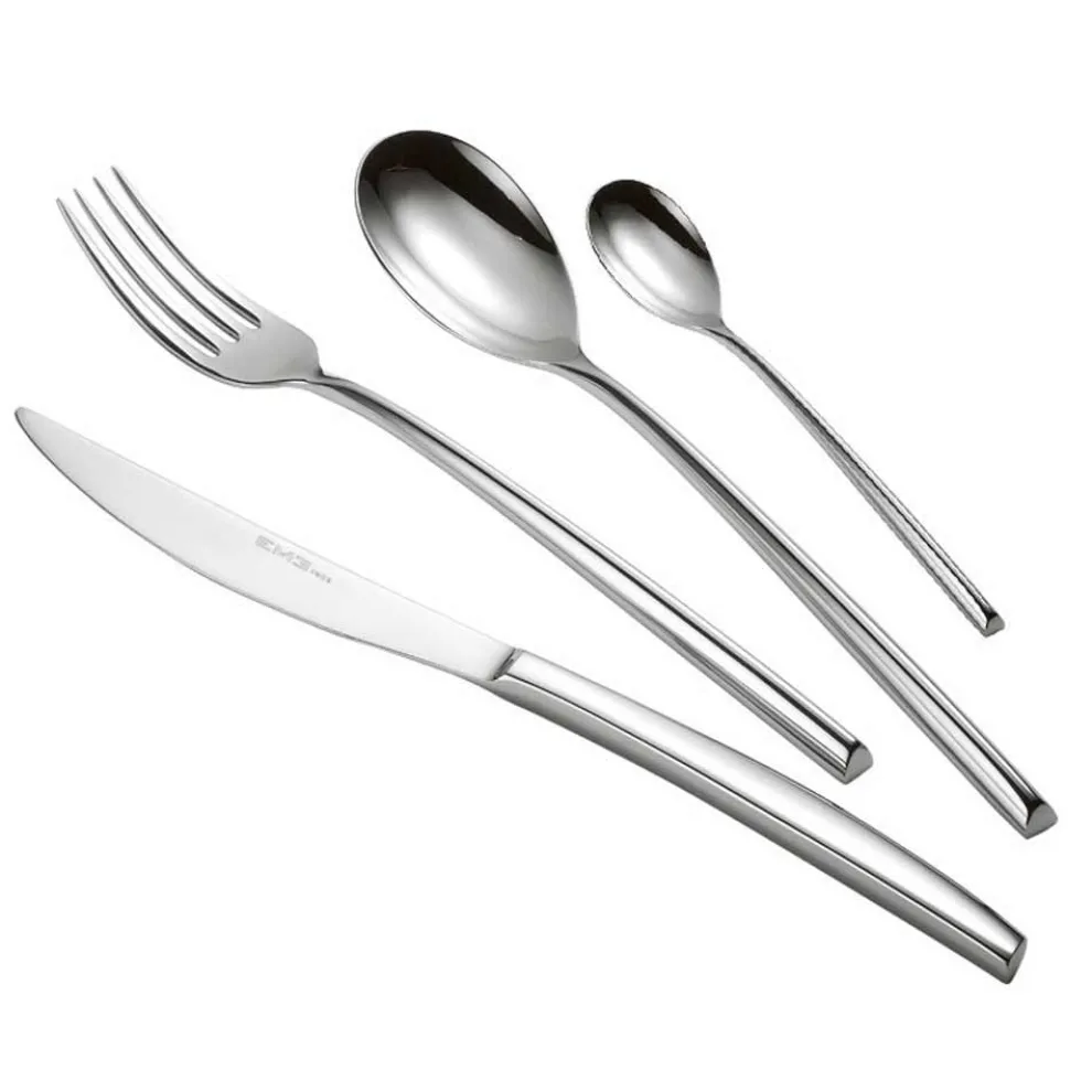 24 Besteck aus poliertem Stahl Elegantes dreieckiges Design Made in Italy - Caplin