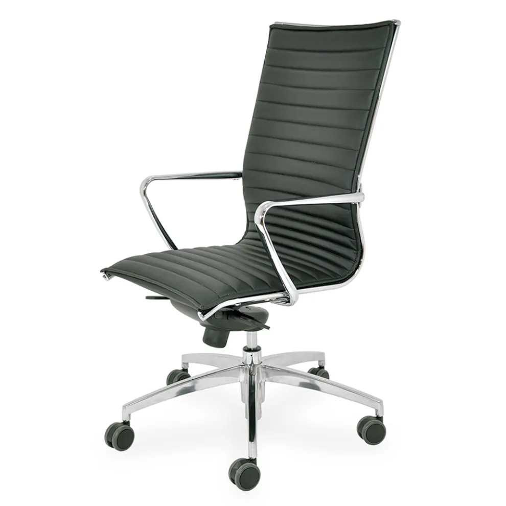 Hoher Bürostuhl mit Rollen und ergonomischem und drehbarem Kissen - Filanna