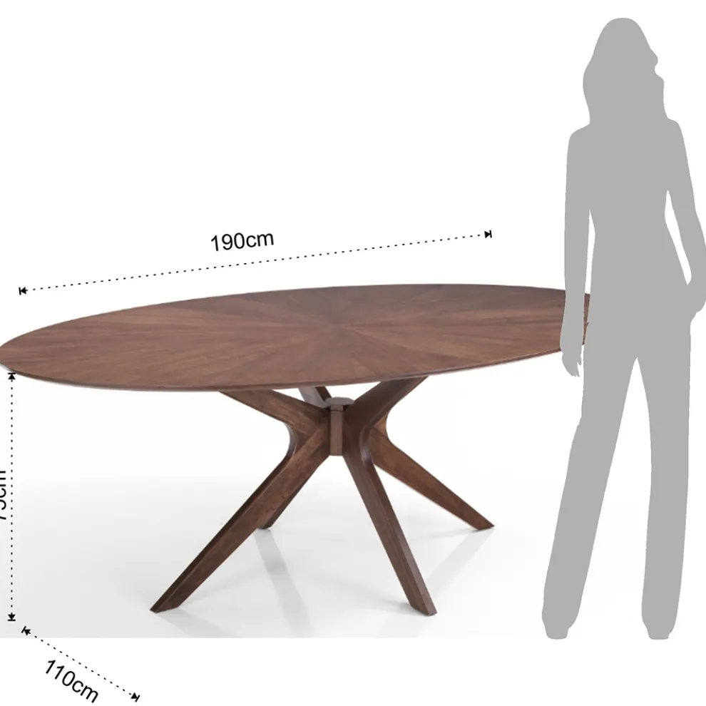 Ovaler Esstisch aus Mdf mit Massivholzstruktur - Fulmine