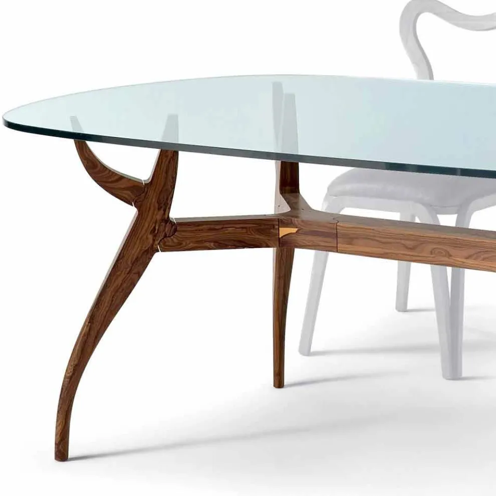 Ovaler Esstisch aus glänzendem Mahagoni, Design, 197x109 cm, Fraco