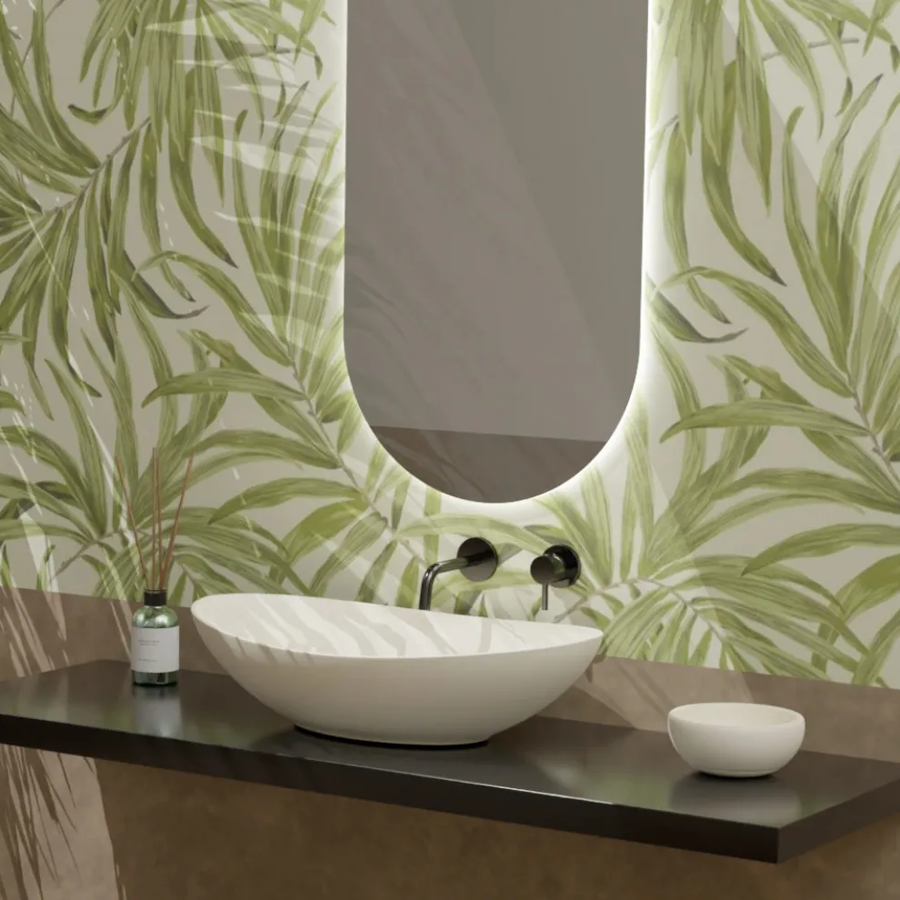 Ovales Aufsatzwaschbecken aus Keramik L 60 cm Made in Italy - Jumper