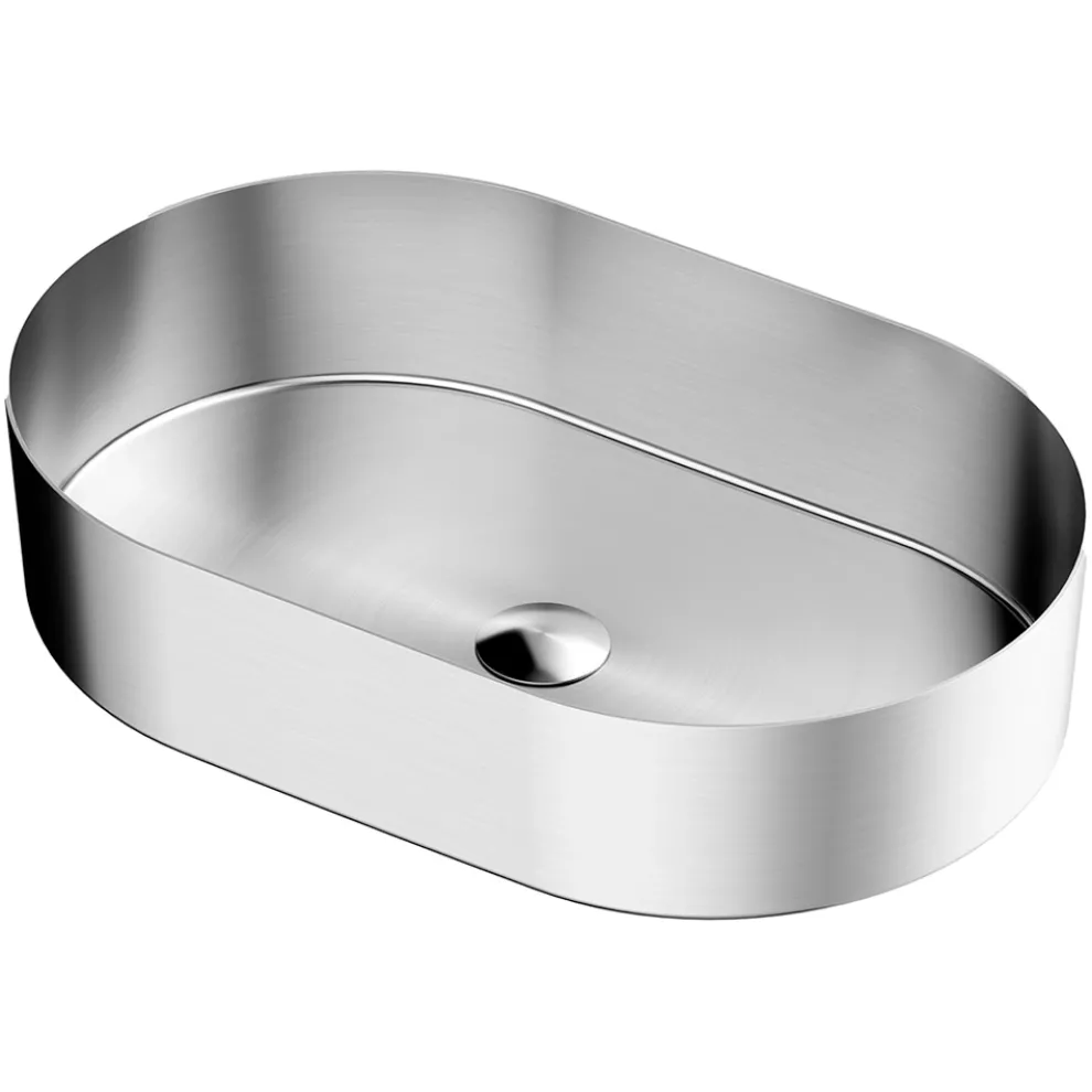 Ovales Aufsatzwaschbecken aus Edelstahl in verschiedenen Ausführungen – Anemone