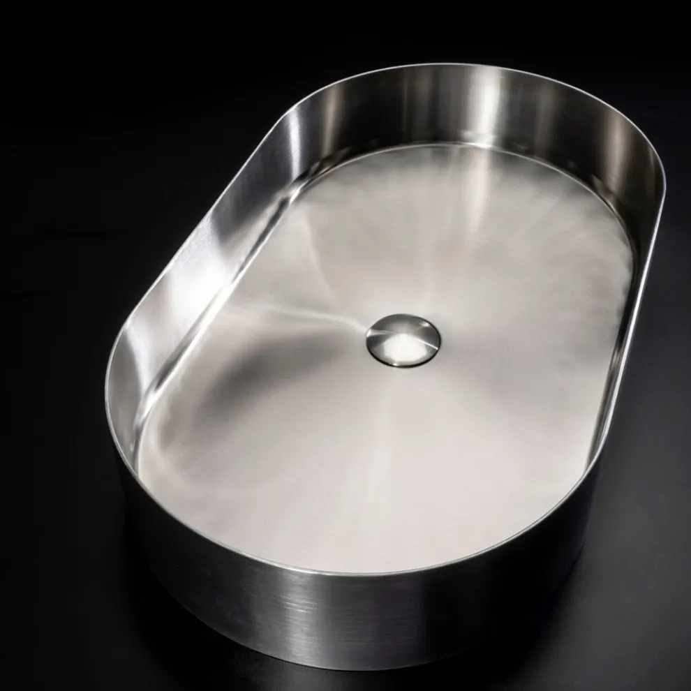 Ovales Aufsatzwaschbecken aus Edelstahl in verschiedenen Ausführungen – Anemone