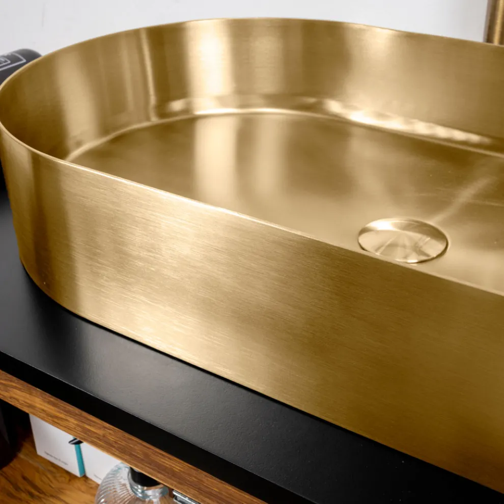 Ovales Aufsatzwaschbecken aus Edelstahl in verschiedenen Ausführungen – Anemone