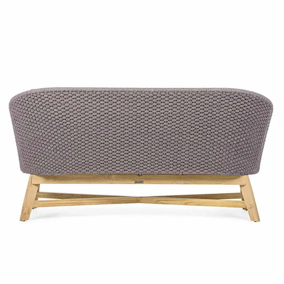 2-Sitzer Outdoor-Sofa aus Stoff mit Teakstruktur, Homemotion - Azeno