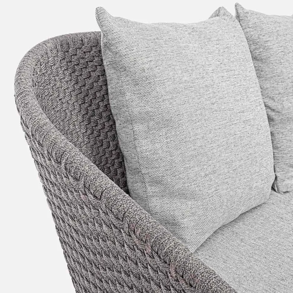 2-Sitzer Outdoor-Sofa aus Stoff mit Teakstruktur, Homemotion - Azeno