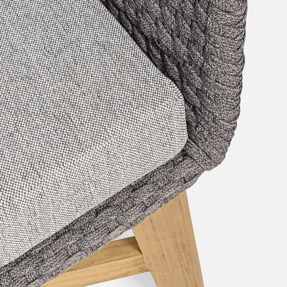 2-Sitzer Outdoor-Sofa aus Stoff mit Teakstruktur, Homemotion - Azeno