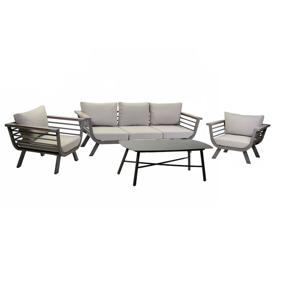 Wohnzimmer im Freien, bestehend aus 1 3-Sitzer-Sofa, 2 Sesseln und 1 Couchtisch - Righello
