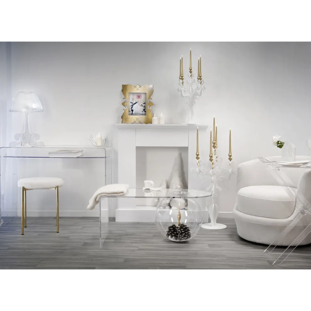 Moderner Schreibtisch aus transparentem Plexiglas, hergestellt in Italien, Barga