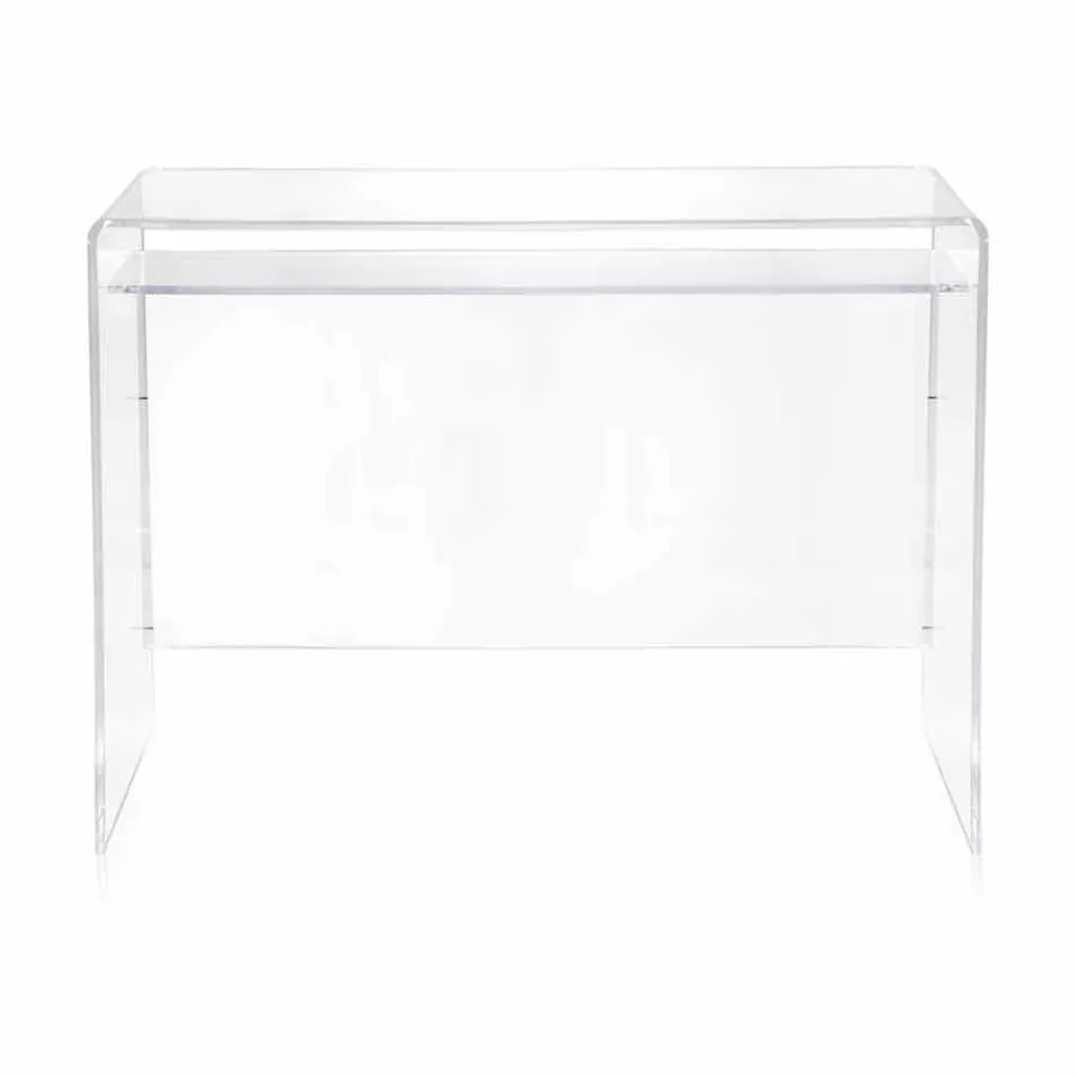 Moderner Schreibtisch aus transparentem Plexiglas, hergestellt in Italien, Barga