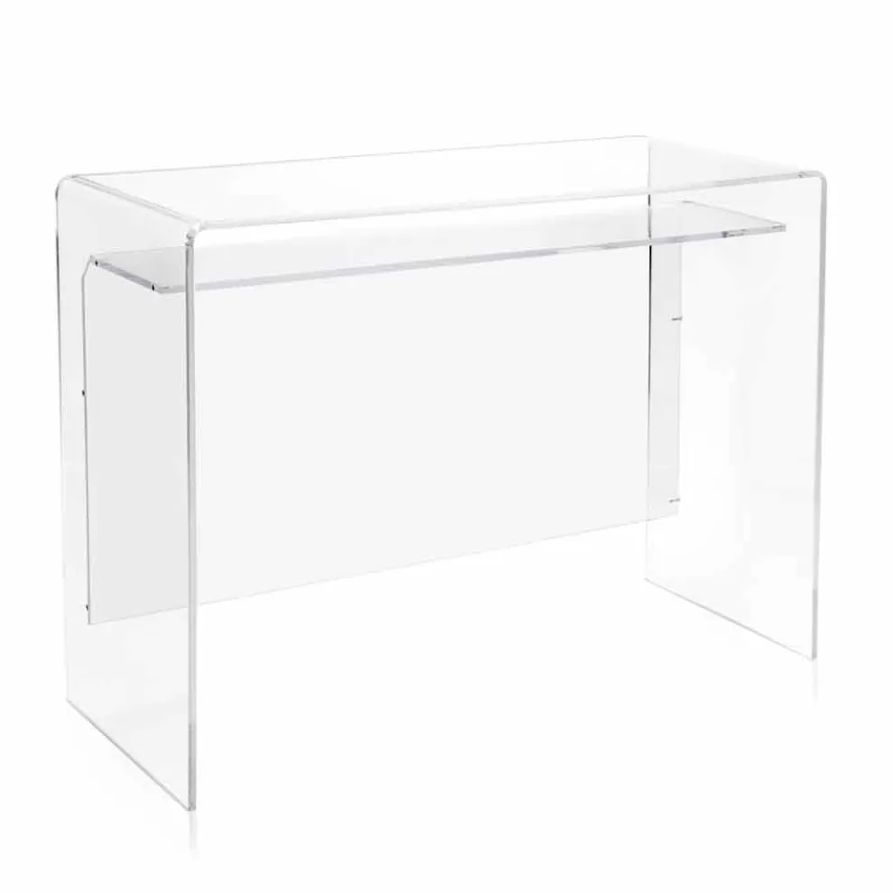 Moderner Schreibtisch aus transparentem Plexiglas, hergestellt in Italien, Barga